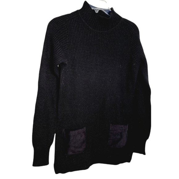 Banana Republic Wool Blend Mock Neck Sweater Tunic front Pockets Waffle Knit S - Picture 3 of 10